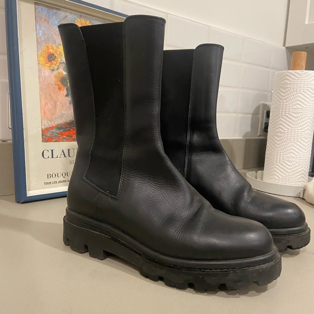 Banana republic black ankle mid calf boots